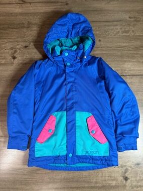 Burton Kids Medium Snowboard Jacket Insulated Hooded Ski Coat Retro 80s